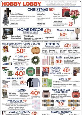 Hobby Lobby weekly ad from Sunday 10/25