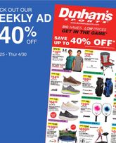 Dunham's Sports weekly ad from Saturday 04/25