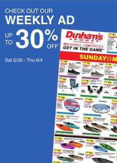 Dunham's Sports weekly ad from Saturday 05/30