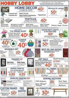 Hobby Lobby weekly ad from Sunday 03/08