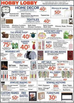 Hobby Lobby weekly ad from Sunday 03/22