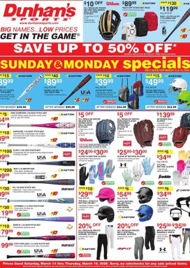 Dunham's Sports weekly ad from Saturday 03/14