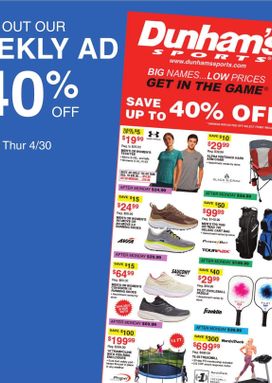 Dunham's Sports weekly ad from Saturday 04/25