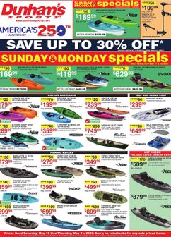Dunham's Sports weekly ad from Saturday 05/16