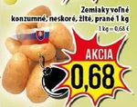 Zemiaky, voľné, konzumné, neskoré, žlté, prané 1 kg