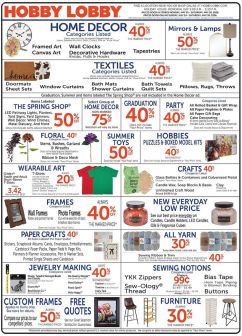 Hobby Lobby weekly ad from Monday 05/25