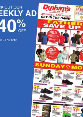 Dunham's Sports weekly ad from Saturday 06/13
