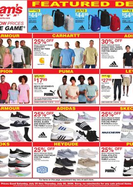 Dunham's Sports weekly ad from Saturday 07/25